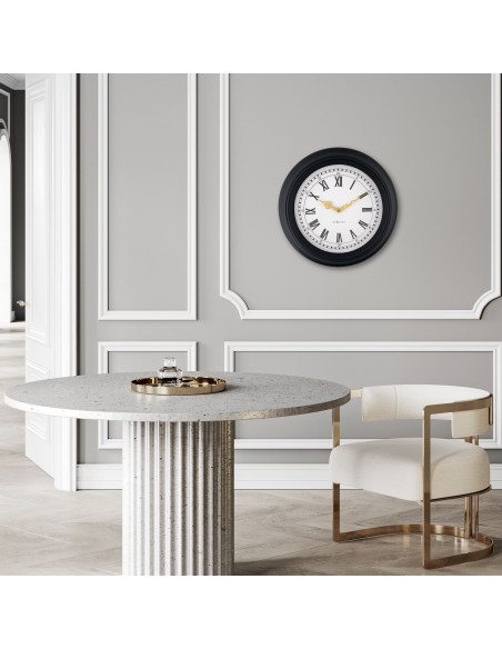 Wall clock 40cm-Silent-Black/Grey-Plastic-NeXtime 'Chopin' - 5