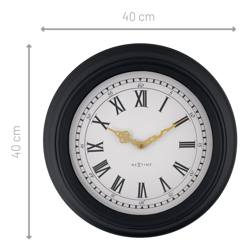 Wall clock 40cm-Silent-Black/Grey-Plastic-NeXtime 'Chopin' - 6