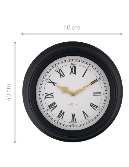 Wall clock 40cm-Silent-Black/Grey-Plastic-NeXtime 'Chopin' - 6