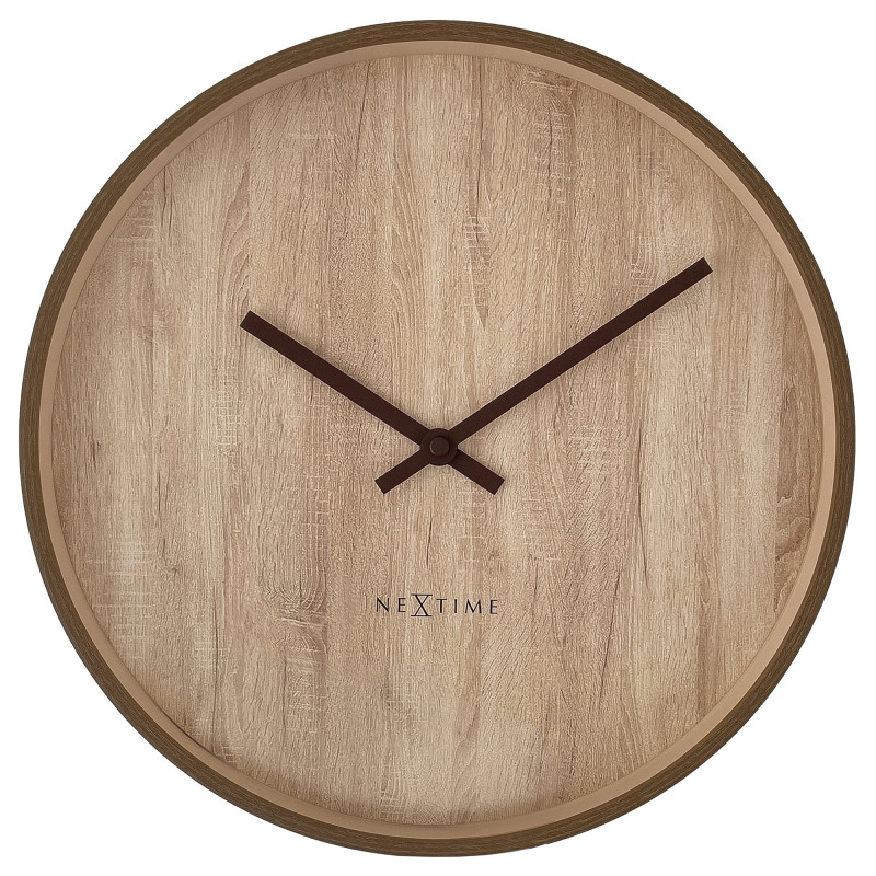 Wall clock 30cm-Silent-Dark Brown/Light Brown-Plastic-NeXtime 'Oslo' - 1