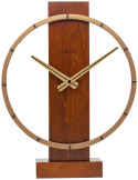 Horloge silencieuse à poser ou murale en bois brun et acier doré 34 x 27 cm Carl
