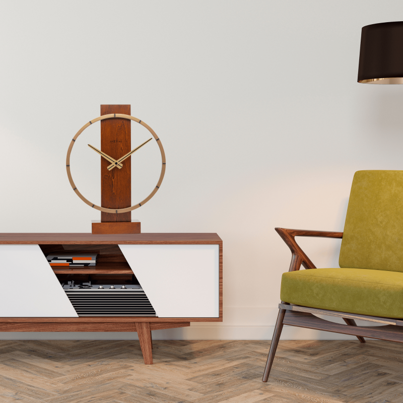 Table / Wall clock - 34 x 27 cm - Wood/Steel -  'Carl Small' - 3