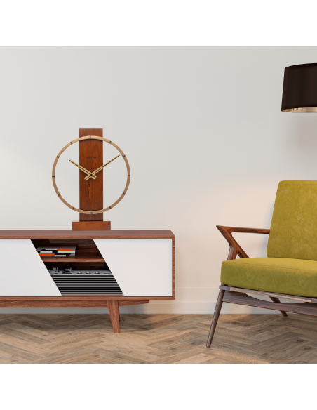 Table / Wall clock - 34 x 27 cm - Wood/Steel -  'Carl Small' - 3