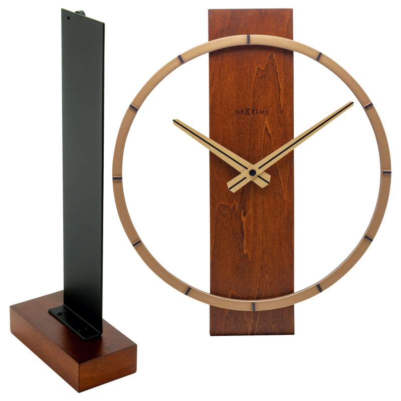 Table / Wall clock - 34 x 27 cm - Wood/Steel -  'Carl Small' - 5