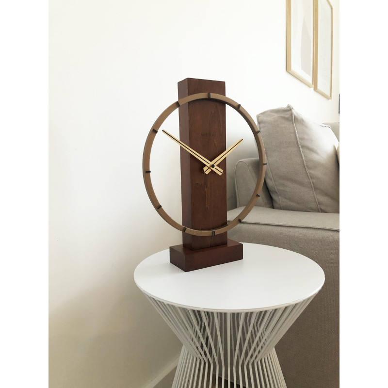 Table / Wall clock - 34 x 27 cm - Wood/Steel -  'Carl Small' - 8
