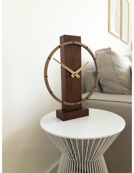 Table / Wall clock - 34 x 27 cm - Wood/Steel -  'Carl Small' - 8