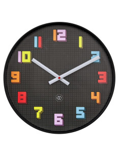 Wall Clock 35cm-Silent-Black/Multicolour-ABS- nXt 'Game' - 1