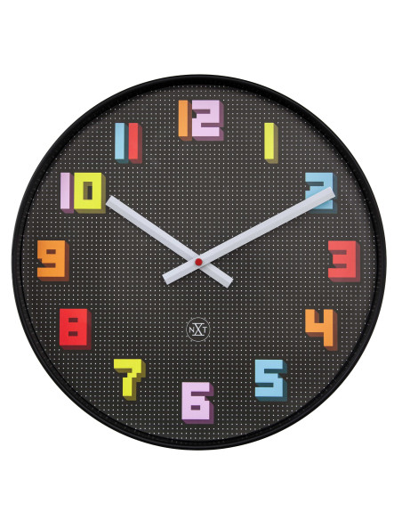 Wall Clock 35cm-Silent-Black/Multicolour-ABS- nXt 'Game' - 1