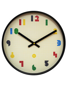 Wall Clock 35cm-Silent-Black/Multicolour-ABS- nXt 'Bit' - 1