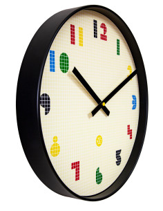 Wall Clock 35cm-Silent-Black/Multicolour-ABS- nXt 'Bit' - 2