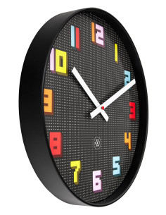 Wall Clock 35cm-Silent-Black/Multicolour-ABS- nXt 'Game' - 2
