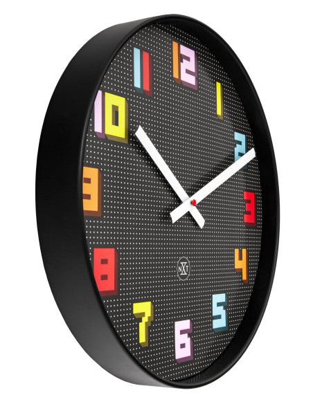 Wall Clock 35cm-Silent-Black/Multicolour-ABS- nXt 'Game' - 2