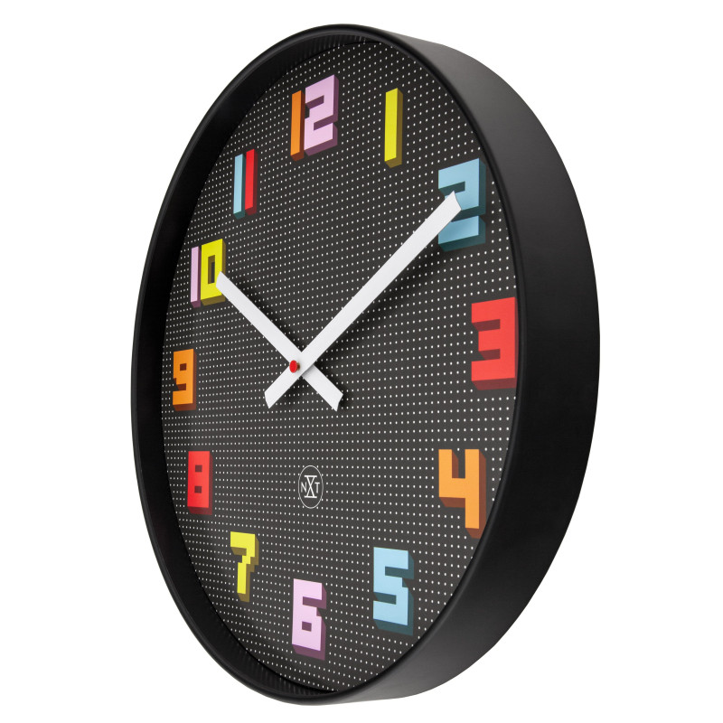 Wall Clock 35cm-Silent-Black/Multicolour-ABS- nXt 'Game' - 4