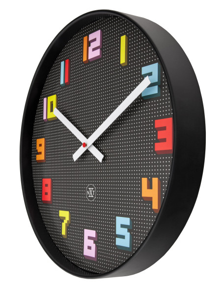 Wall Clock 35cm-Silent-Black/Multicolour-ABS- nXt 'Game' - 4