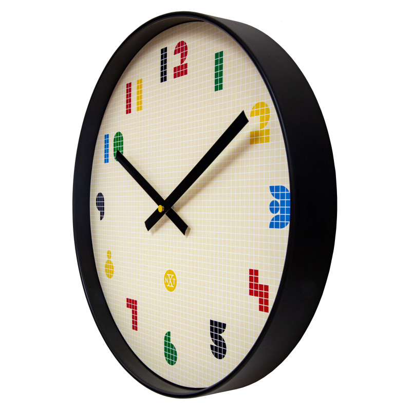 Wall Clock 35cm-Silent-Black/Multicolour-ABS- nXt 'Bit' - 4