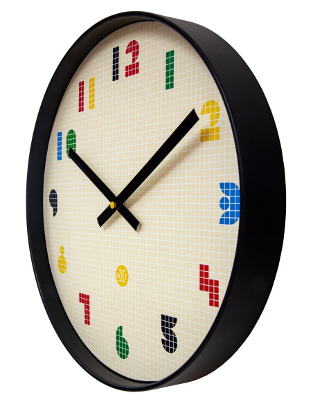 Wall Clock 35cm-Silent-Black/Multicolour-ABS- nXt 'Bit' - 4