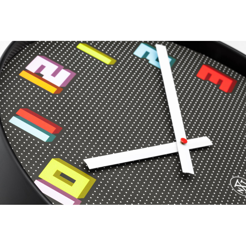 Wall Clock 35cm-Silent-Black/Multicolour-ABS- nXt 'Game' - 5