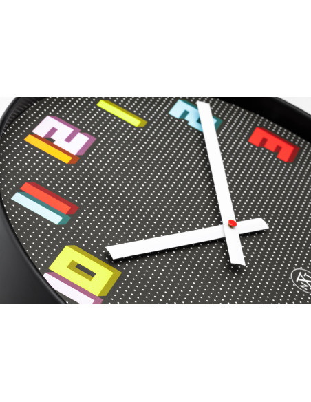 Wall Clock 35cm-Silent-Black/Multicolour-ABS- nXt 'Game' - 5