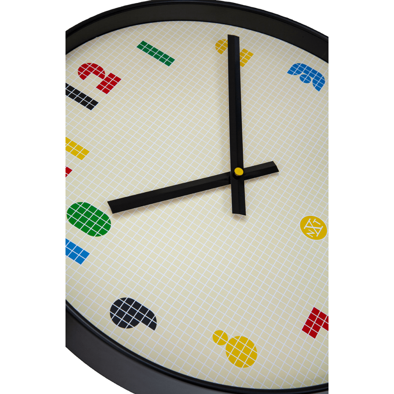 Wall Clock 35cm-Silent-Black/Multicolour-ABS- nXt 'Bit' - 5