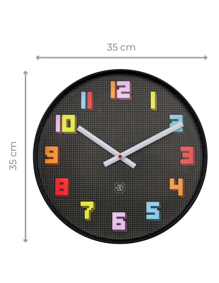 Wall Clock 35cm-Silent-Black/Multicolour-ABS- nXt 'Game' - 7