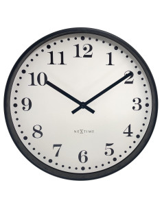 Wall clock 30cm-Silent-Black/White-Plastic-NeXtime 'Dickens' - 1