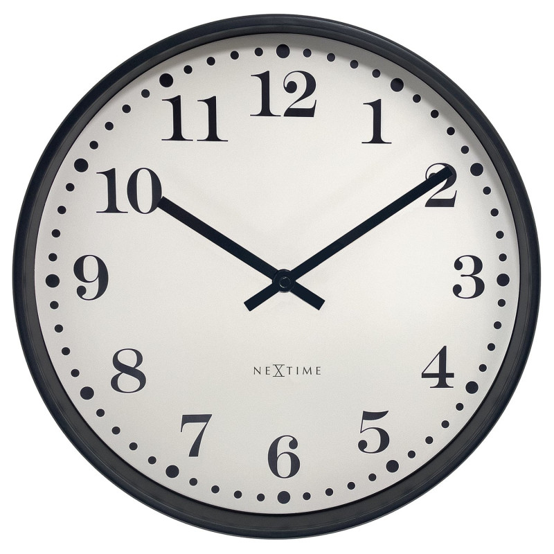 Wall clock 30cm-Silent-Black/White-Plastic-NeXtime 'Dickens' - 1