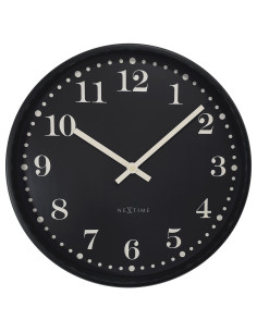 Wall clock 30cm-Silent-Black/White-Plastic-NeXtime 'Dickens' - 1