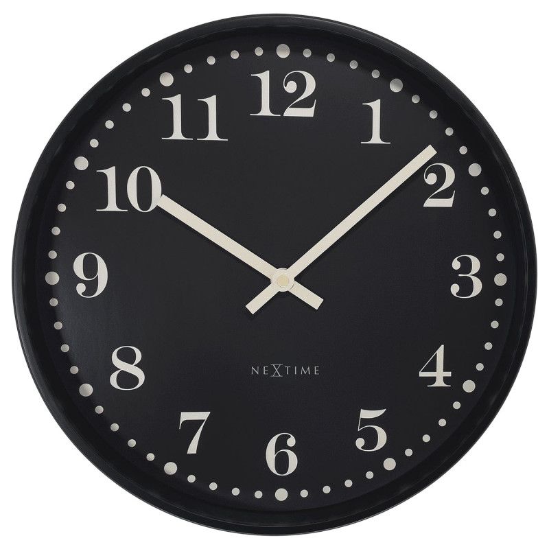 Wall clock 30cm-Silent-Black/White-Plastic-NeXtime 'Dickens' - 1