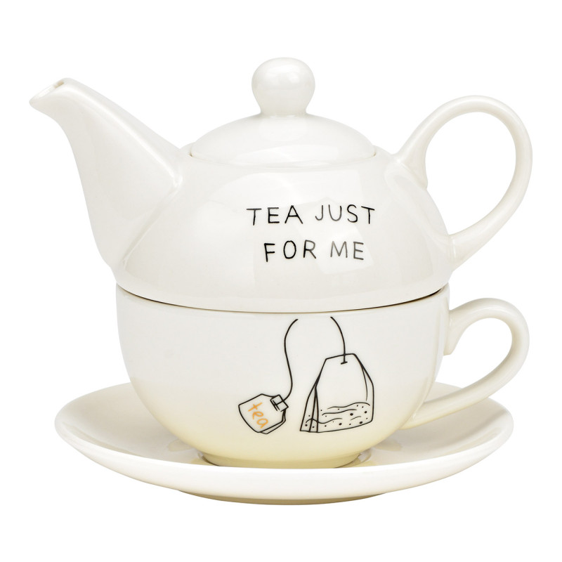 Théière égoïste originale 400 ml Porcelaine Blanc Noir Tea Just For Me - 1