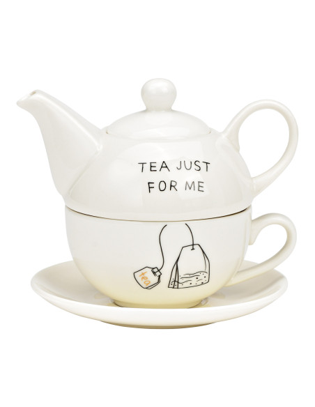 Théière égoïste originale 400 ml Porcelaine Blanc Noir Tea Just For Me - 1