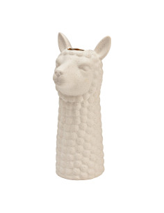 Vase original Tête d'alpaga Hauteur 27 cm Céramique Blanc sable Alpaka - 1