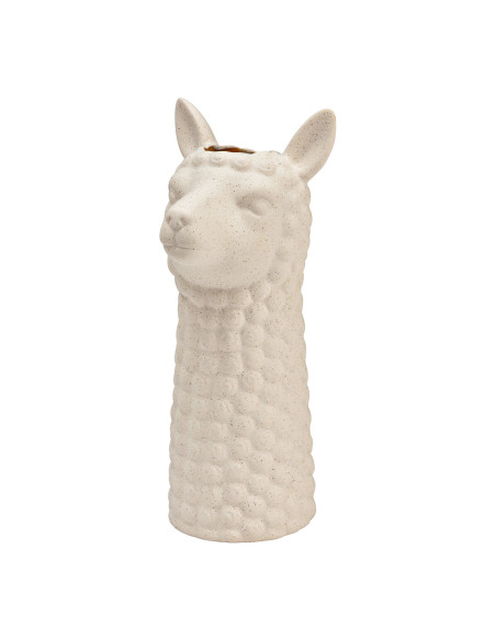 Vase original Tête d'alpaga Hauteur 27 cm Céramique Blanc sable Alpaka - 1