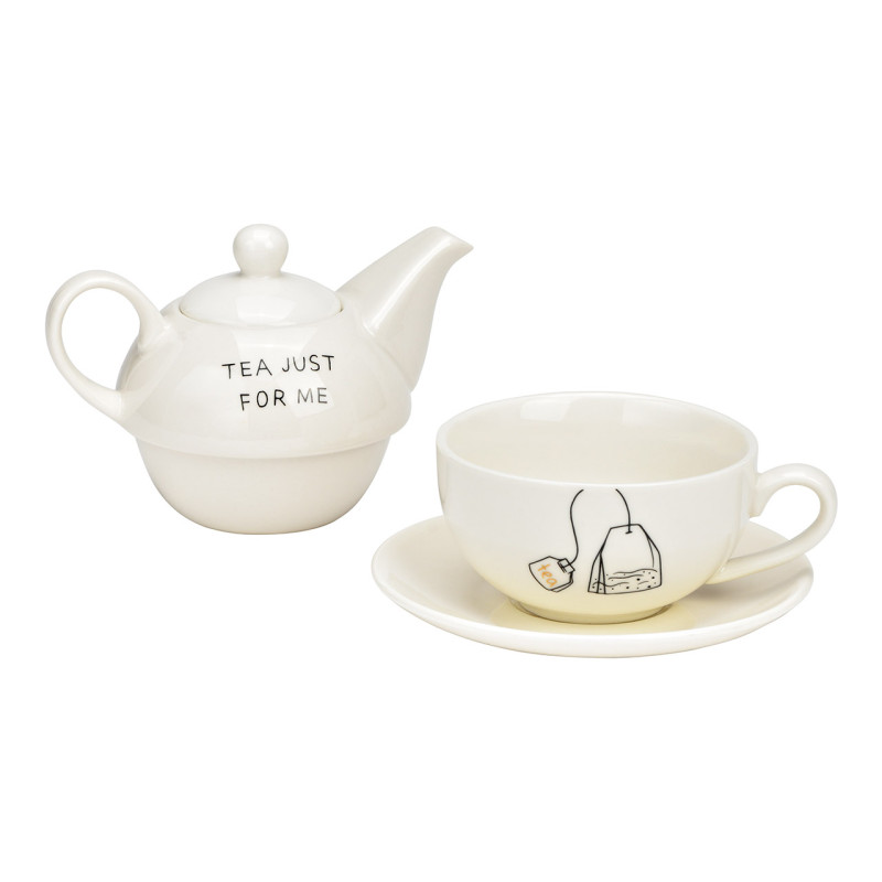 Théière égoïste originale 400 ml Porcelaine Blanc Noir Tea Just For Me - 2