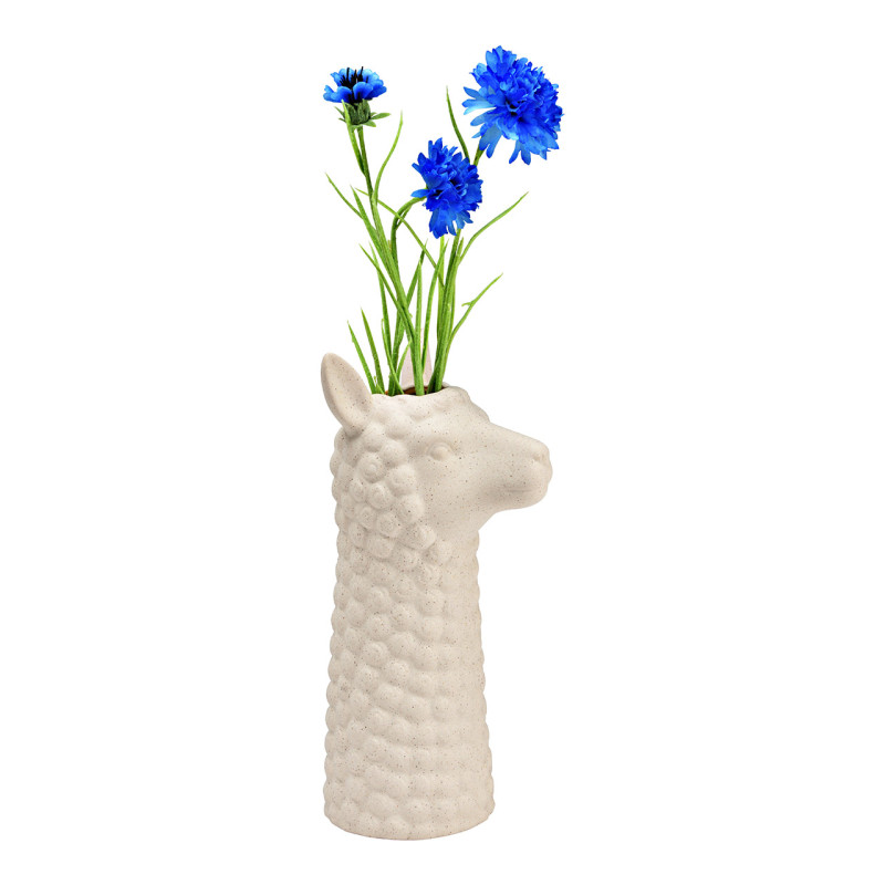 Vase original Tête d'alpaga Hauteur 27 cm Céramique Blanc sable Alpaka - 2