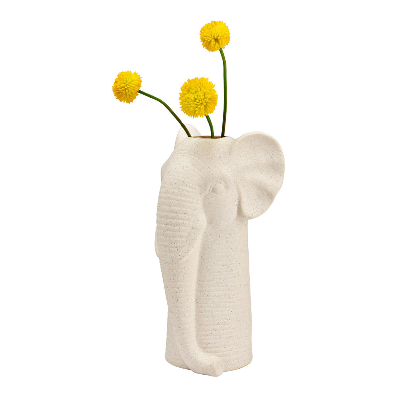 Vase original Tête d'éléphant Hauteur 25 cm Céramique Blanc sable Elefy - 2