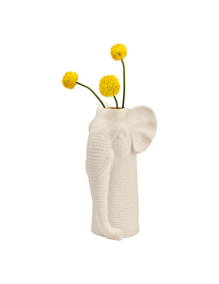 Vase original Tête d'éléphant Hauteur 25 cm Céramique Blanc sable Elefy - 2