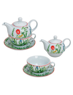 Théière égoïste 400 ml Porcelaine Blanc Rouge Motif champêtre Tea For One - 1