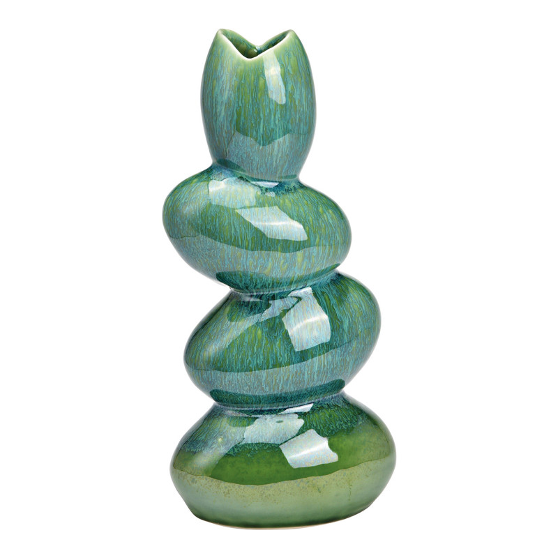 Vase moderne Tulipe Hauteur 28 cm Céramique Vert Bleu Savik - 1