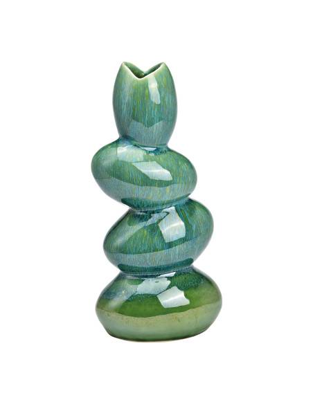 Vase moderne Tulipe Hauteur 28 cm Céramique Vert Bleu Savik - 1