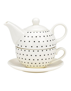 Théière égoïste moderne 400 ml Porcelaine Blanc Noir Motif points Tea For One - 1
