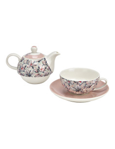 Théière égoïste Shabby chic 400 ml Porcelaine Blanc Rose Motif fleurs de magnolia Tea For One - 2