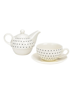 Théière égoïste moderne 400 ml Porcelaine Blanc Noir Motif points Tea For One - 2