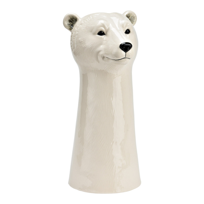 Vase original Tête d'ours polaire Hauteur 28 cm Céramique Blanc Beary - 1