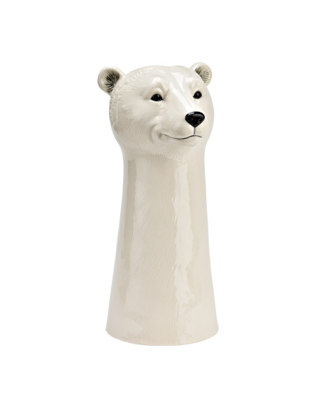 Vase original Tête d'ours polaire Hauteur 28 cm Céramique Blanc Beary - 1
