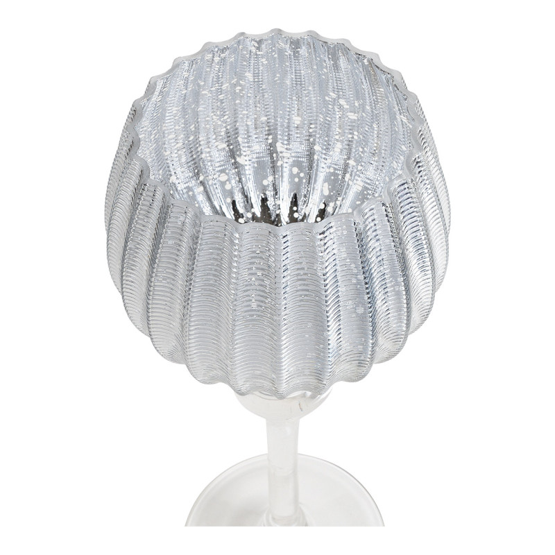 Grand Photophore sur pied Calice Verre Argenté Cannelé Transparent Kovan (Lot de 3) - 2