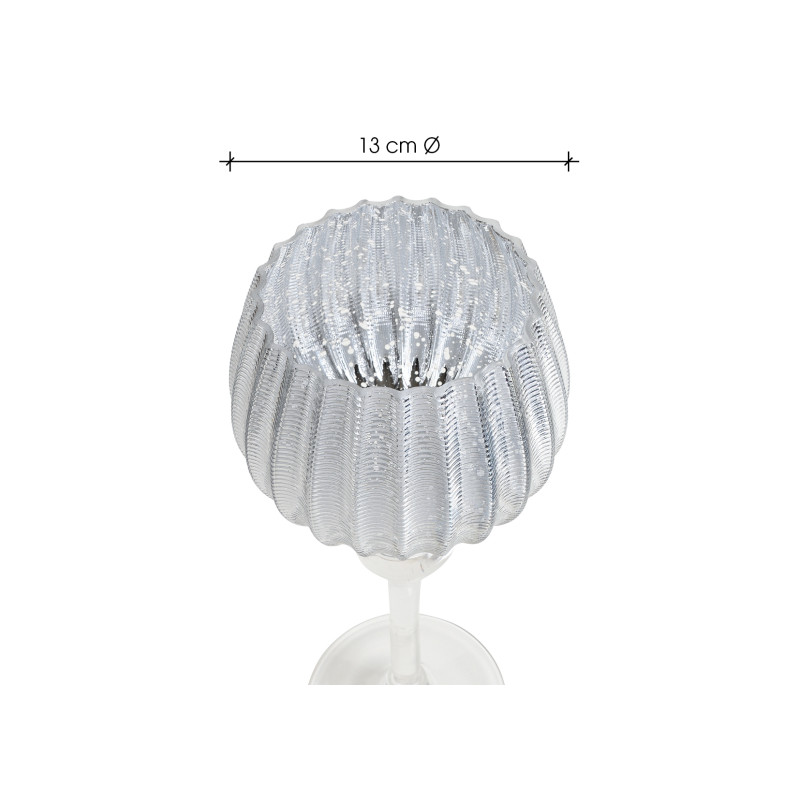 Grand Photophore sur pied Calice Verre Argenté Cannelé Transparent Kovan (Lot de 3) - 3