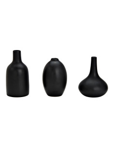 Lot de 3 Mini Vases déco modernes Ovale Bouteille Goutte Céramique Noir Fayen - 1