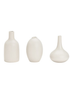 Lot de 3 Mini Vases déco modernes Ovale Bouteille Goutte Céramique Gris ivoire Fayen - 1