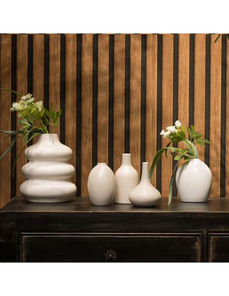 Lot de 3 Mini Vases déco modernes Ovale Bouteille Goutte Céramique Gris ivoire Fayen - 2