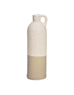 Vase wabi-sabi avec anse Bouteille Hauteur 26 cm Céramique Beige Moucheté Orien - 1